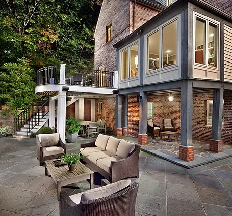 Iron Railing Deck and Stairs Off Kitchen