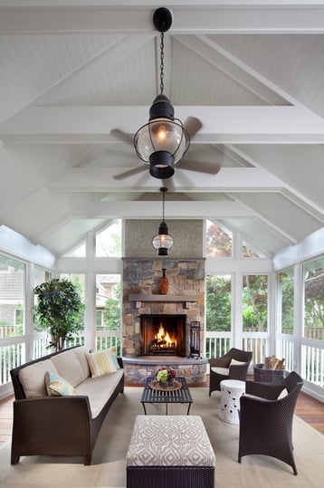 Porch Addition with Fireplace