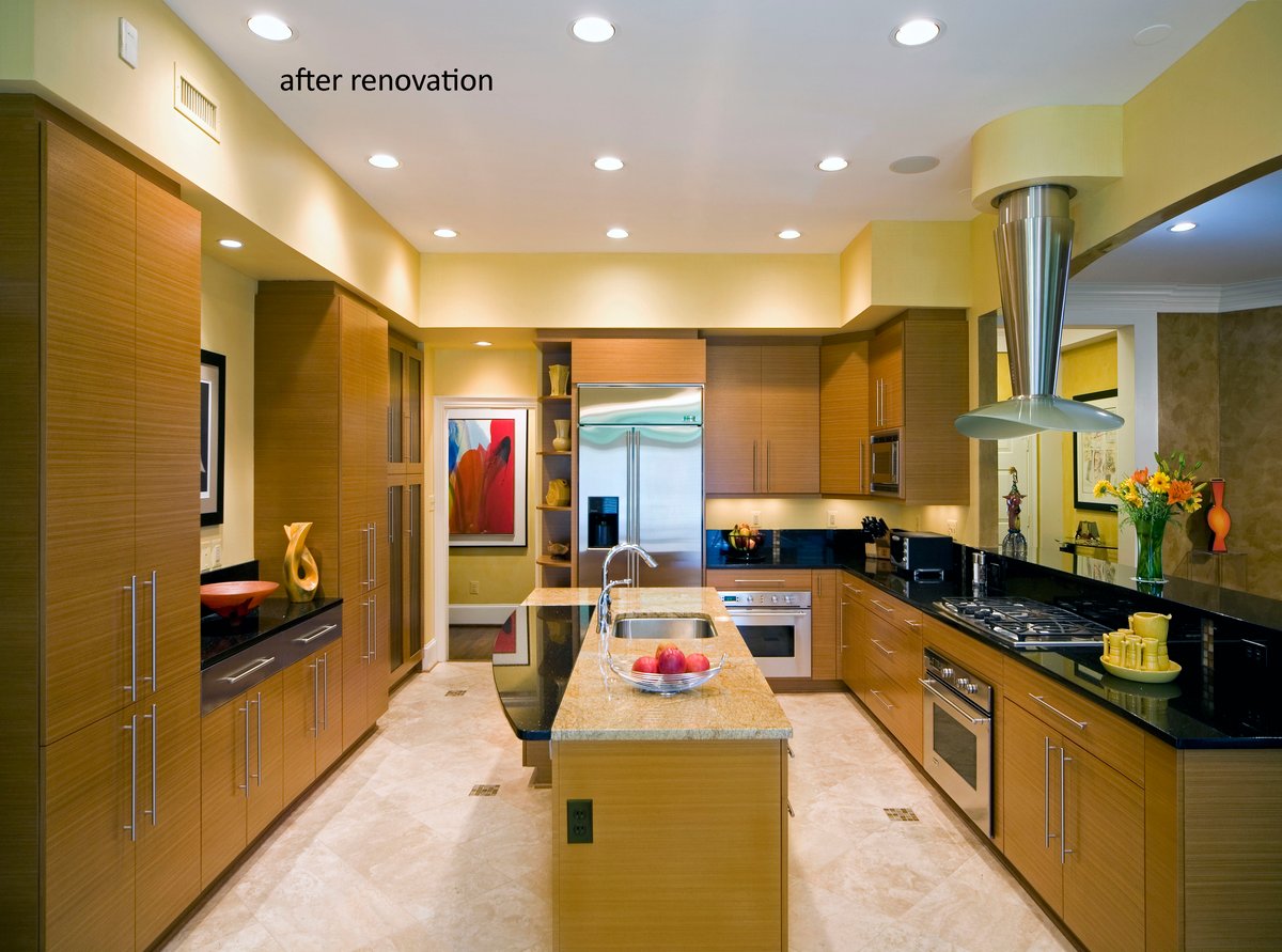 potomac kitchen with 2 types granite countertop