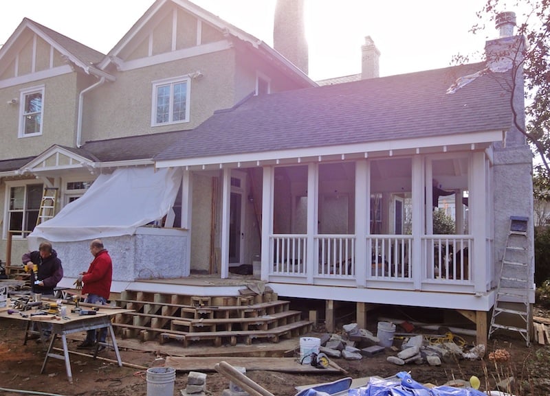 luxury porch design under construction