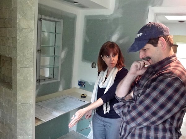 GILDAY RENOVATIONS INTERIOR DESIGNER LESLIE ROOSEVELT AND MASTER CARPENTER PAT DONLY interior designer and carpenter cooperate in design build approach to bathroom remodeling