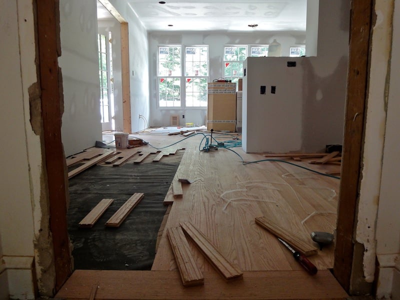 drywall phase of home addition construction