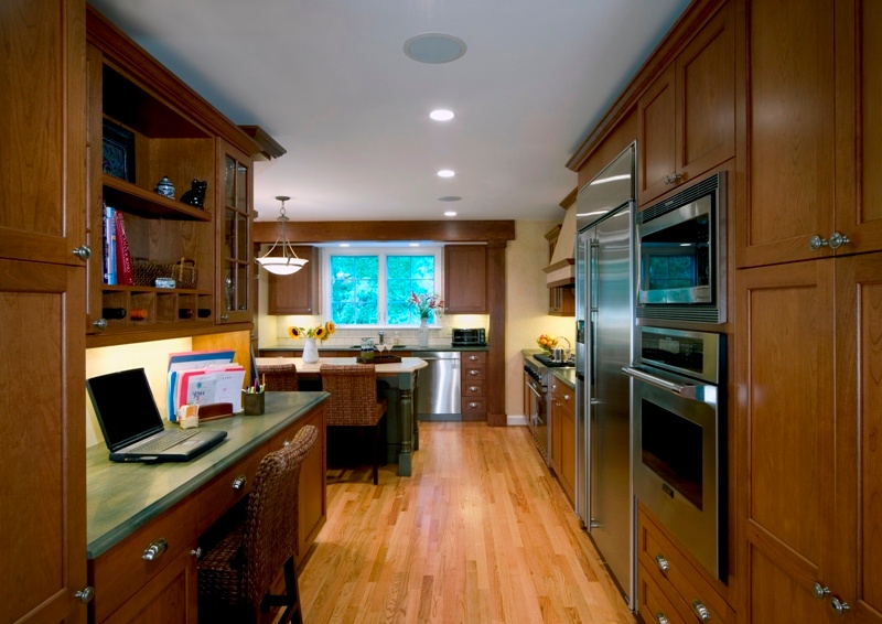 kitchen with built-in computer center