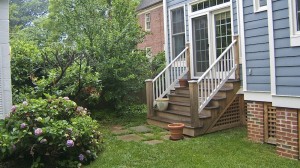 BEFORE RENOVATION: steep, generic steps to backyard