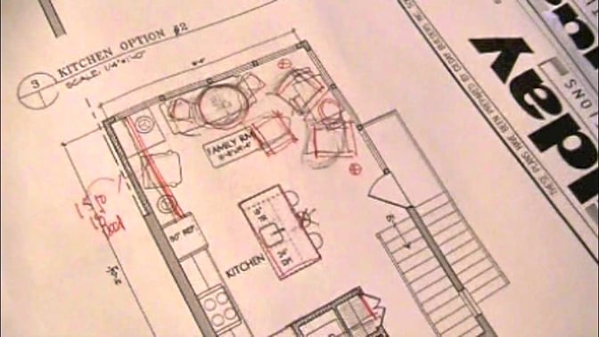 L-shaped kitchen with island option 1 by gilday renovations