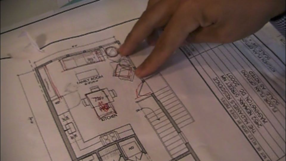 kitchen design plan showings designers mark ups