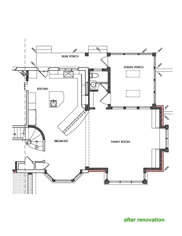G-shaped kitchen design layout in Cleveland Park DC residence