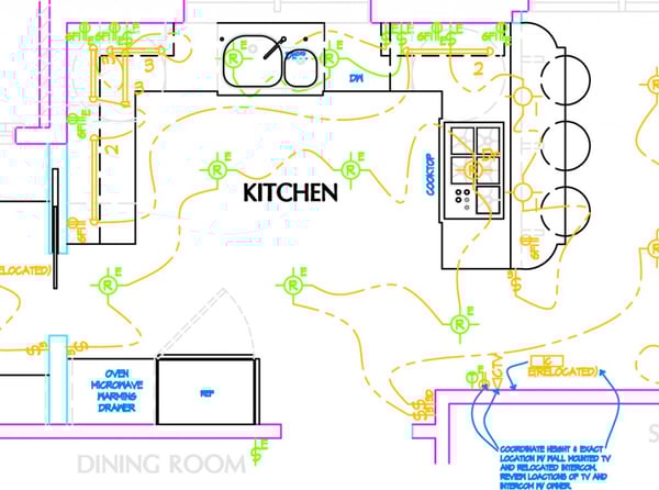 U-shaped kitchen design layout in Potomac residence