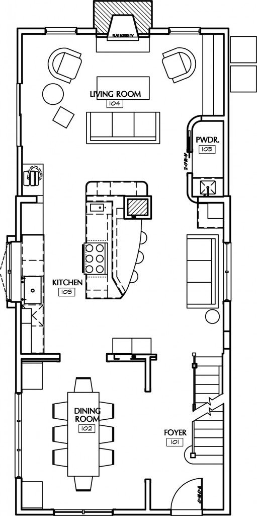 an open plan galley kitchen design