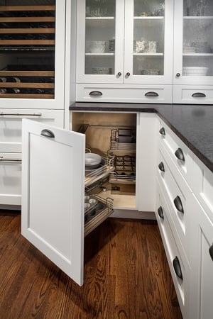 a floating corner cabinet door