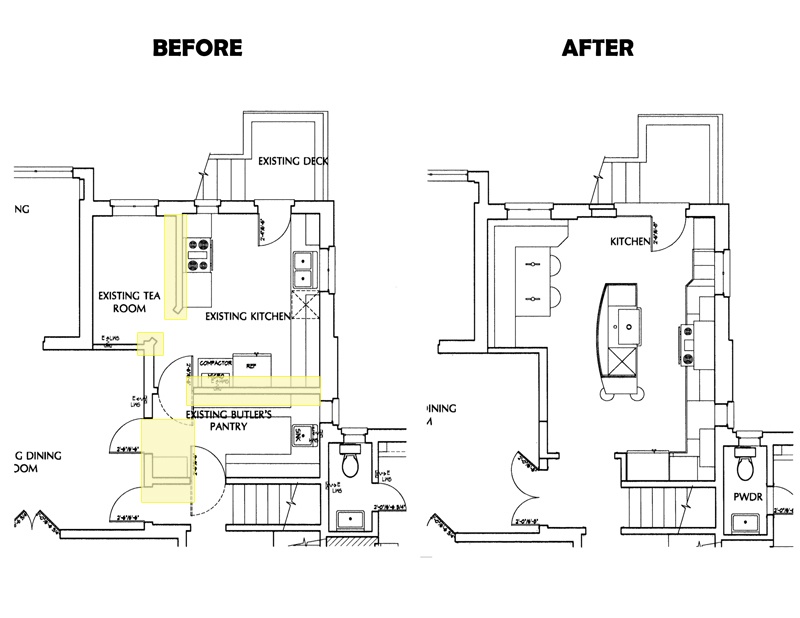 Cleveland Park kitchen remodeling plan with floor plan reconfiguration