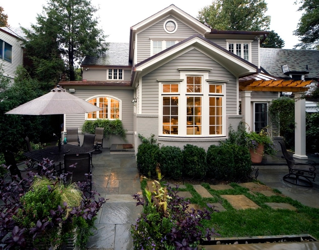 pergola style back porch entry