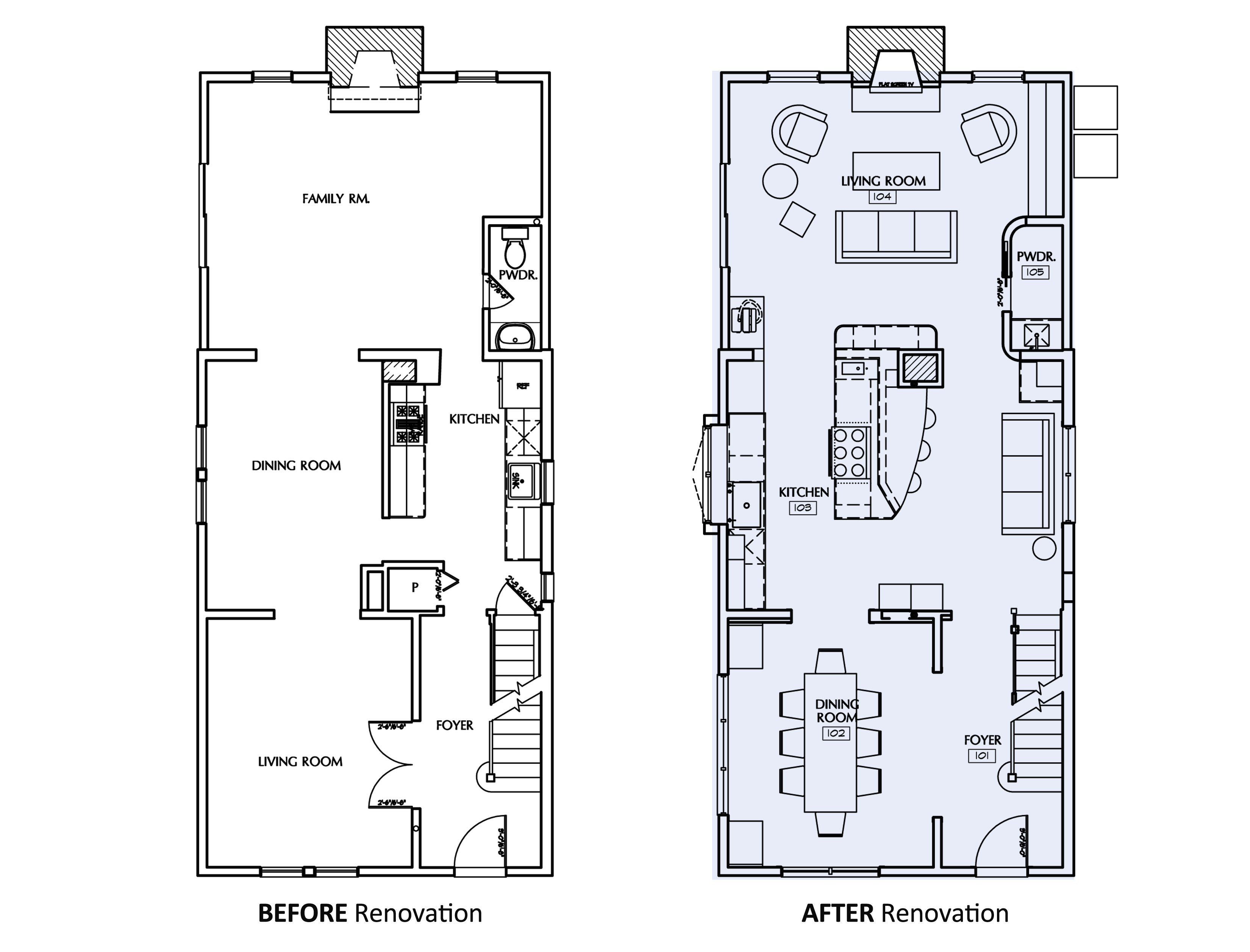 Before and After Floor Plan