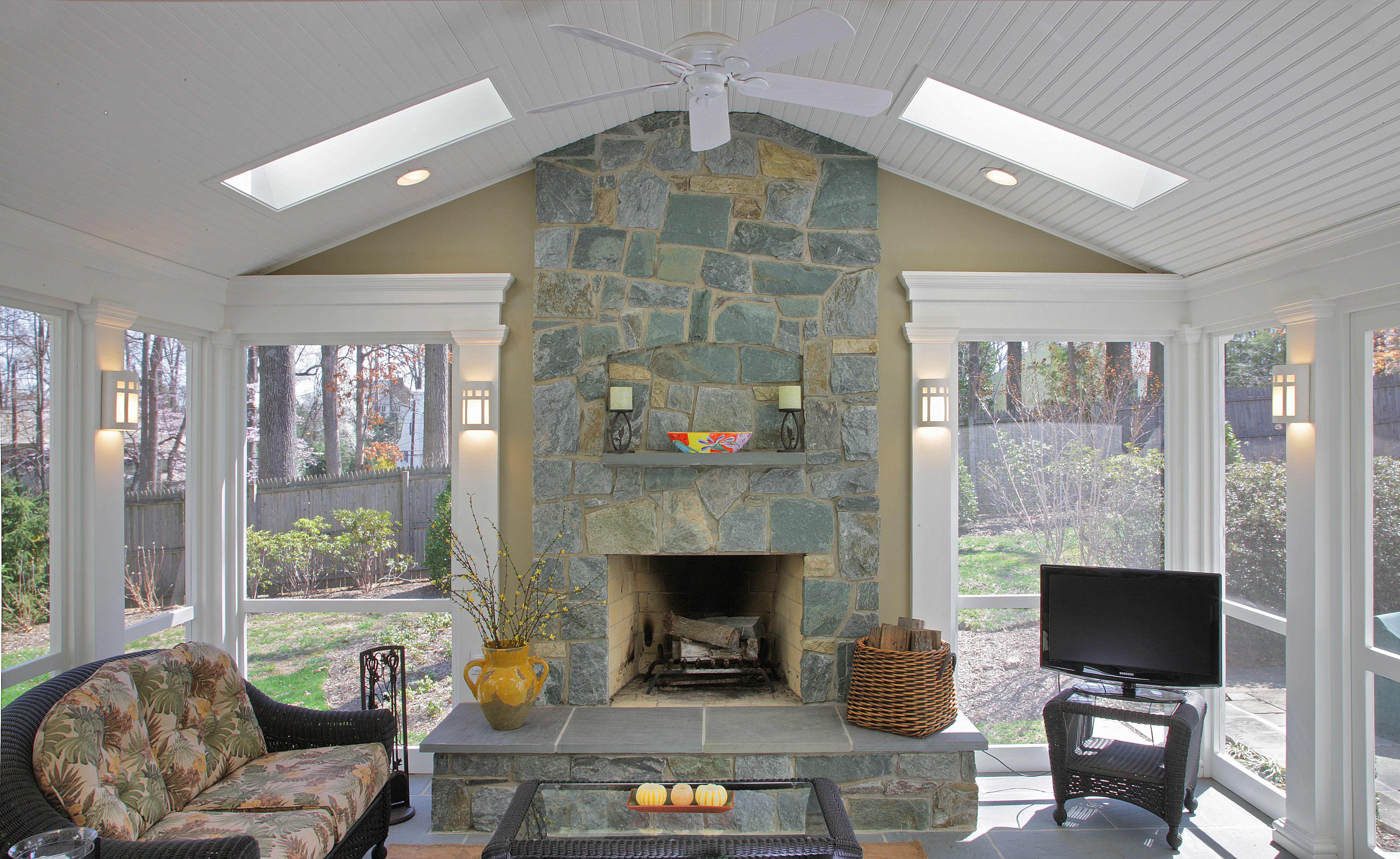 Front View of Stone Fireplace