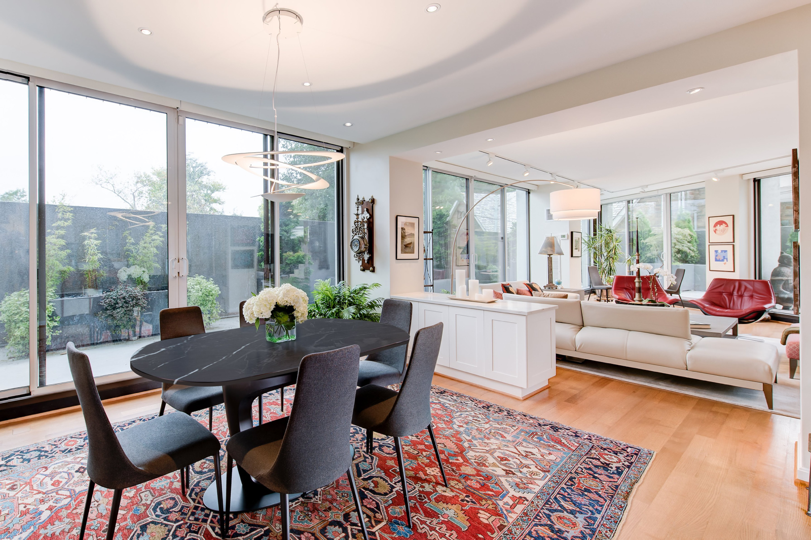 Dining Room and Living Room with View to Outdoors