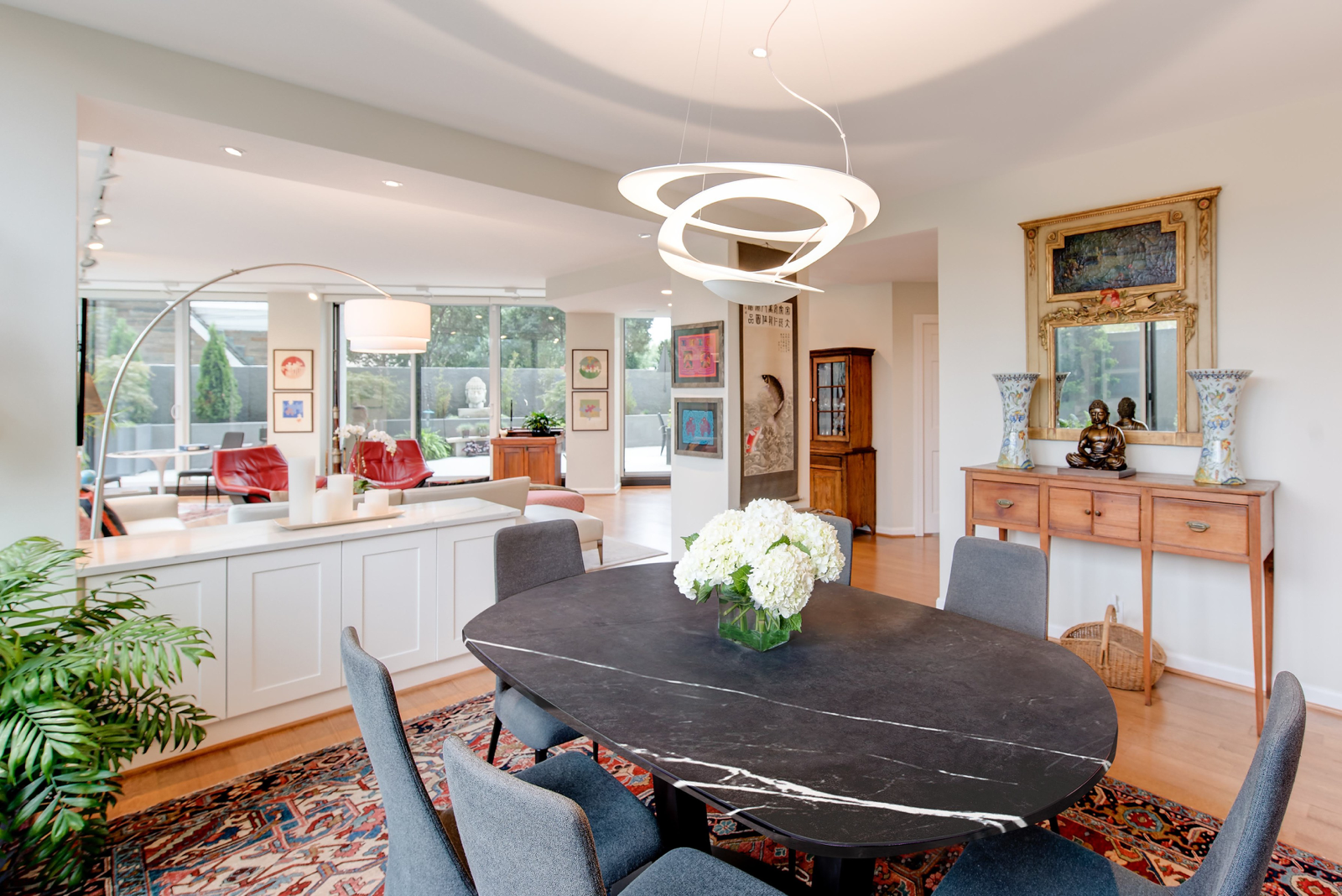 Dining Room with Marble Table