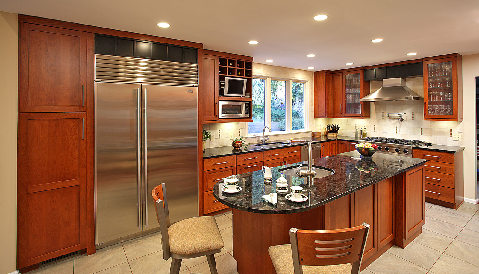 Kitchen island towards window