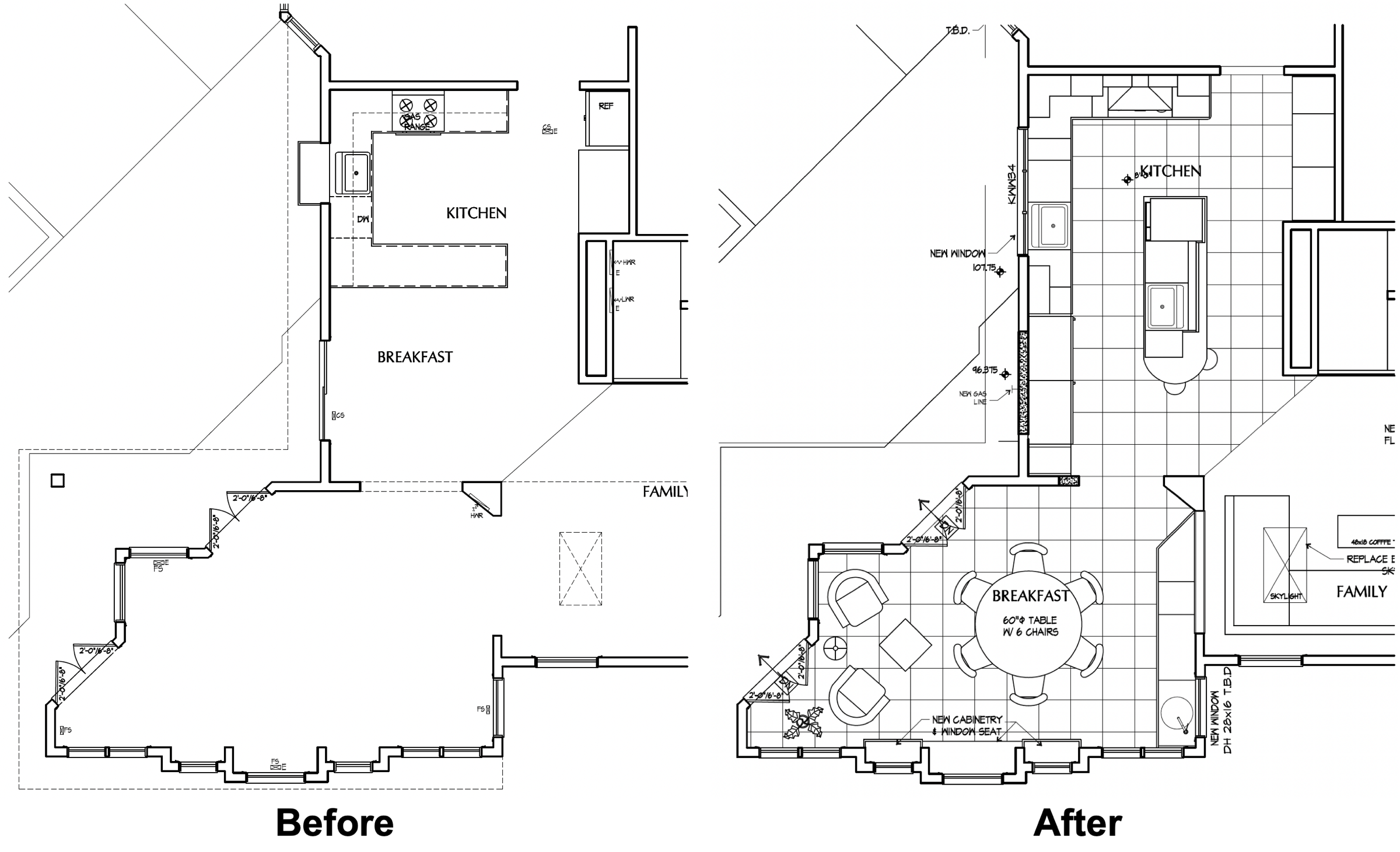 Floor plan before and after